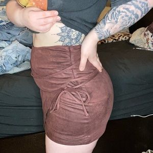 Free People Red Suede Tie Skirt